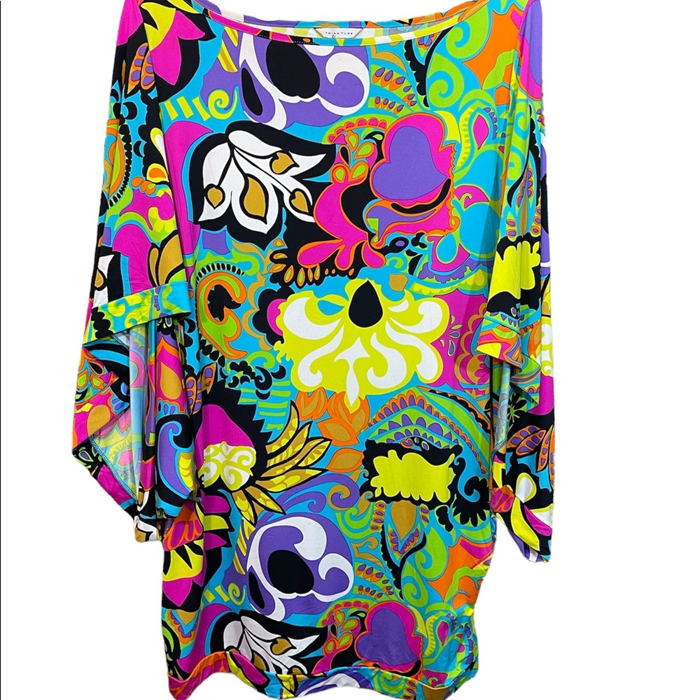 Trina Turk Psychedlic Pucci Style Print Multicolor Swimsuit Coverup Sz Large